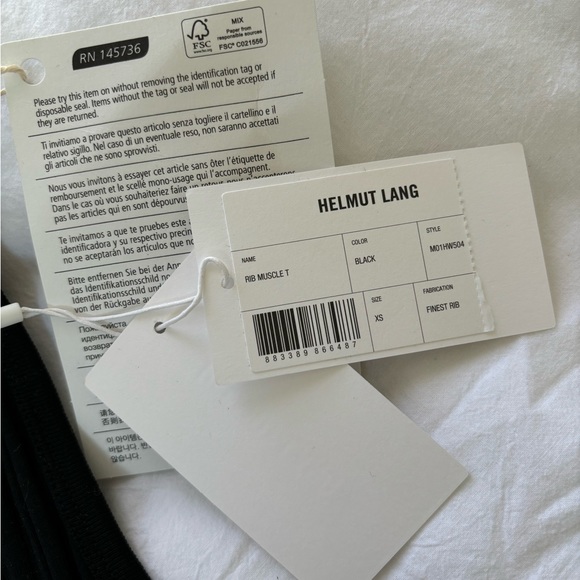 NWT Helmut Lang Black Rib Muscle tank top - Picture 3 of 3